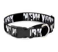 Plastic Martingale Collar NEW YORK Bold/Skyline Silhouette Black/White/Black WID