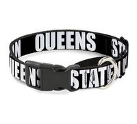 Plastic Martingale Collar New York's Five Burroughs Bold Black/White WIDE-Large