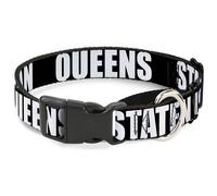 Plastic Martingale Collar New York's Five Burroughs Bold Black/White WIDE-Small
