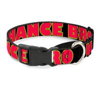 Plastic Martingale Collar NO CHANCE BRO Black/Yellow/Red WIDE-Small 13-18"