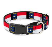 Plastic Martingale Collar North Carolina Flag/Black WIDE-Small 13-18"