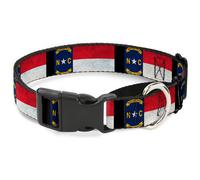 Plastic Martingale Collar North Carolina Flag Distressed/Black WIDE-Large 18-32"