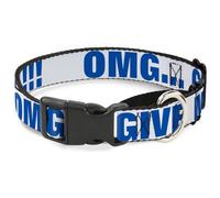 Plastic Martingale Collar OMG…GIVE ME A BREAK White/Royal WIDE-Large 18-32"