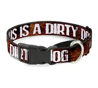 Plastic Martingale Collar ONE OF US IS A DIRTY DOG/Fur Brown/White Large 15-26"