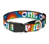 Plastic Martingale Collar ONE OF US LIKES GRASS/Tie Dye Multi Color/White Large