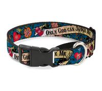 Plastic Martingale Collar Only God Can Judge Me Blue WIDE-Medium 16-23"