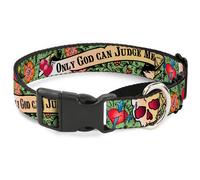 Plastic Martingale Collar Only God Can Judge Me Green WIDE-Medium 16-23"