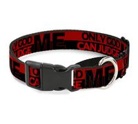 Plastic Martingale Collar ONLY GOD CAN JUDGE ME/Stripe Red/Black/Red WIDE-Large