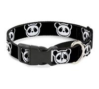 Plastic Martingale Collar Panda Bear Cartoon2 Black/White WIDE-Small 13-18"