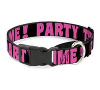 Plastic Martingale Collar PARTY TIME Black/Fuchsia Large 15-26"