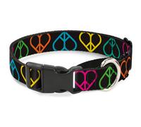 Plastic Martingale Collar Peace Hearts Repeat Black/Neon Small 9-15"