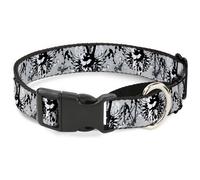 Plastic Martingale Collar Peace w/Wings Gray WIDE-Large 18-32"