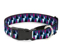 Plastic Martingale Collar Peaks Turquoise/Fuchsia/Black/White WIDE-Small 13-18"