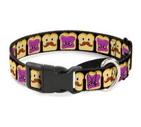 Plastic Martingale Collar Peanut Butter w/Mustache & Jelly WIDE-Small 13-18"