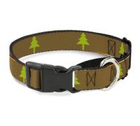 Plastic Martingale Collar Pine Trees Blocks Olive/Orange/Tan WIDE-Medium 16-23"