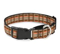 Plastic Martingale Collar Plaid Tan Shades/Orange WIDE-Medium 16-23"
