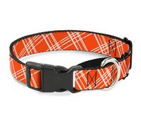Plastic Martingale Collar Plaid X4 Oranges/White WIDE-Large 18-32"