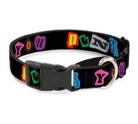 Plastic Martingale Collar Punk You Black/Full Color WIDE-Small 13-18"