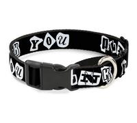 Plastic Martingale Collar Punk You Black/White WIDE-Small 13-18"