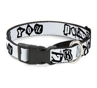 Plastic Martingale Collar Punk You White/Black WIDE-Medium 16-23"
