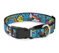 Plastic Martingale Collar Rainbow Cloud Stars Baby Blue Small 9-15"