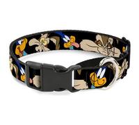 Plastic Martingale Collar Road Runner/Wile E. Coyote Expressions CLOSE-UP Black