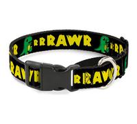 Plastic Martingale Collar RRRAWR Dinosaur Black/Green/Yellow Small 9-15"