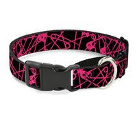 Plastic Martingale Collar Safety Pins Black/Fuchsia Large 15-26"