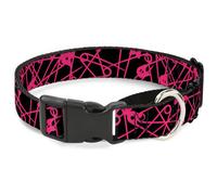 Plastic Martingale Collar Safety Pins Black/Fuchsia WIDE-Large 18-32"