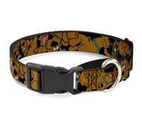 Plastic Martingale Collar Scooby Doo Stacked CLOSE-UP Black WIDE-Small 13-18"
