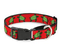 Plastic Martingale Collar Sea Turtles Red/Green WIDE-Large 18-32"