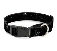 Plastic Martingale Collar Shining Stars Black/White WIDE-Medium 16-23"