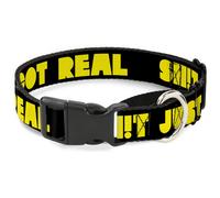 Plastic Martingale Collar SHIT JUST GOT REAL Black/Yellow WIDE-Medium 16-23"