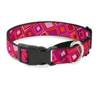Plastic Martingale Collar Skewed Squares Stacked Purple/Orange/Pinks Large 15-26