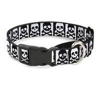 Plastic Martingale Collar Skull & Cross Bones Blocks Black/White White/Black WID