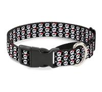 Plastic Martingale Collar Skull w/Bow Black/White/Red WIDE-Large 18-32"