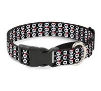 Plastic Martingale Collar Skull w/Bow Black/White/Red WIDE-Medium 16-23"