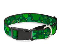 Plastic Martingale Collar St. Patrick's Day Mickey Collage Greens WIDE-Medium 16