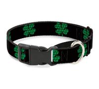 Plastic Martingale Collar St. Pat's Black/Clovers Small 9-15"