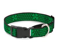 Plastic Martingale Collar St. Pat's Clovers/Green Large 15-26"