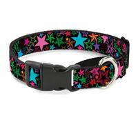 Plastic Martingale Collar Stargazer Black/Multi Color WIDE-Medium 16-23"