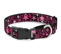 Plastic Martingale Collar Stargazer Black/Pink WIDE-Medium 16-23"