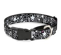 Plastic Martingale Collar Stargazer Black/White WIDE-Medium 16-23"