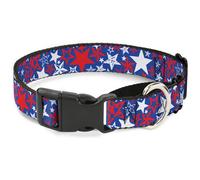 Plastic Martingale Collar Stargazer Blue/White/Red Small 9-15"