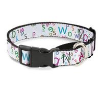 Plastic Martingale Collar Stargazer White/Multi Color WIDE-Large 18-32"