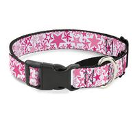 Plastic Martingale Collar Stargazer White/Pink WIDE-Small 13-18"