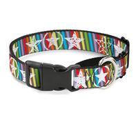 Plastic Martingale Collar Stars w/Lines Gray/Multi Color/White Small 9-15"