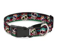 Plastic Martingale Collar Sugar Skulls Zarape Multi Color WIDE-Small 13-18"