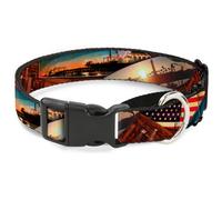 Plastic Martingale Collar Surfboard Cali Scenes/US Flag Stacked Brown WIDE-Small