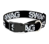 Plastic Martingale Collar SWAG Black/Plaid X White/Gray WIDE-Large 18-32"